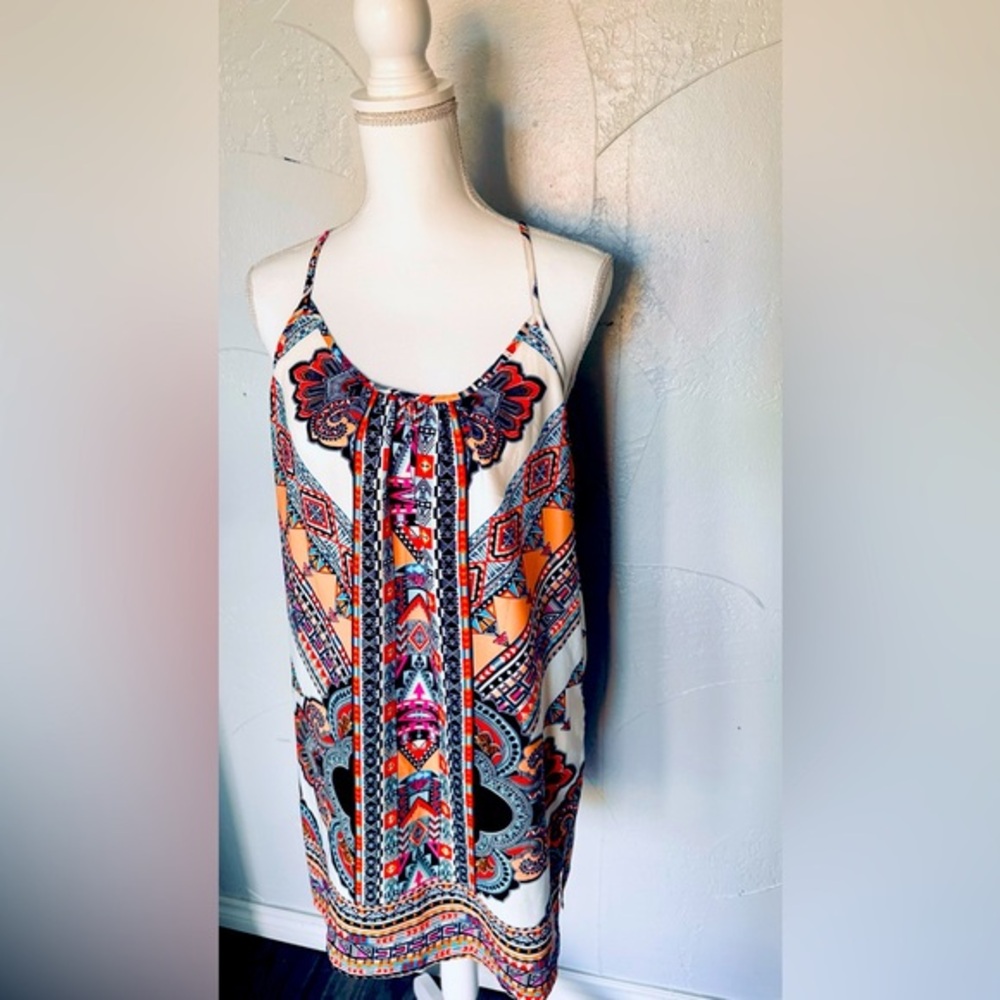 Pink Owl Geometric Print Mini Dress - Multicolor